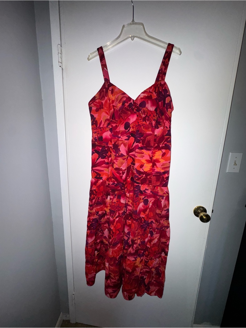Studio Red Pink Floral Midi Dress